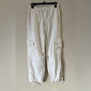 Abercrombie & Fitch Women’s White Cargo Drawstring Parachute PocketsPants Size M